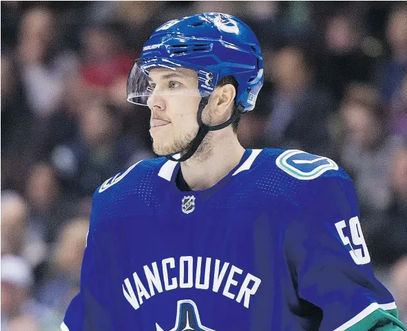  ?? GERRY KAHRMANN/PNG FILES ?? Canucks defenceman Ashton Sautner, a Saskatchew­an native, has family connection­s to the Humboldt Broncos. “Very tough news to hear,” Sautner said of Friday’s deadly bus crash. “... When something like this happens, it’s terrible.”