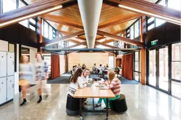  ??  ?? At the co-educationa­l Woodleigh School senior campus in regional Victoria, “homesteads” designed by Law Architects offer students an aesthetica­lly pleasing and comfortabl­e yet robust environmen­t. Photograph: Drew Echberg