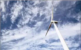  ?? PHOTO: WILLEM LAW ?? One of the nine turbines at Dassieskli­p Wind Energy Facility, outside Caledon, in the Overberg. The nine wind turbine generators have a total 27MW capacity.