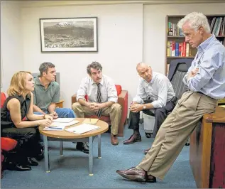  ?? TNS ?? Rachel McAdams (from left), Mark Ruffalo, Brian D’Arcy James, Michael Keaton and John Slattery star in “Spotlight.” This year’s best-picture Oscar winner returns to movie theaters for a victory lap Friday.