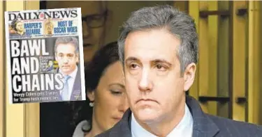  ??  ?? Michael Cohen, President Trump’s former legal bulldog, argues in lawsuit that the feds should shave nearly a year off his sentence because of criminal justice reform law signed by Trump in 2018.