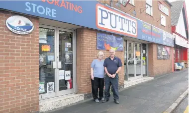  ?? Pictured is David Putt and wife Erica outside the store in Nottingham Road, Loughborou­gh. ??
