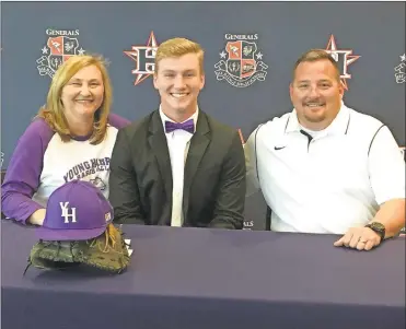  ??  ?? Sherie and Brian Bird were among those on hand to witness their son, Bryce, sign on to continue his baseball career with Young Harris College. (Contribute­d photo)