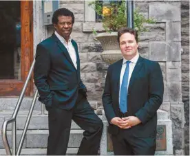  ?? VALÉRIAN MAZATAUD LE DEVOIR ?? Dany Laferrière et Maxime Laporte oeuvreront respective­ment comme président d’honneur et président de la Fondation pour la langue française.