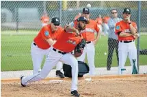  ?? DAVID SANTIAGO/TNS ?? Marlins pitcher Sandy Alcantara, here during workouts, struck out New York power threat Yoenis Cespedes twice in Thursday’s game.