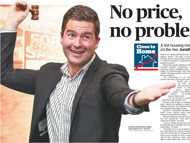  ?? PHOTO: MARION VAN DIJK/FAIRFAX NZ ?? Summit auctioneer Ben Nalder says auctions are a ‘‘win-win’’.