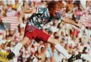  ?? Patrick Hertzog/AFP/Getty Images ?? Alexi Lalas in action for USA. Photograph: