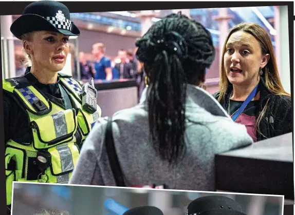  ??  ?? Interrogat­ion: Police and UK Border Force officers quiz passengers arriving at St Pancras Internatio­nal station last week