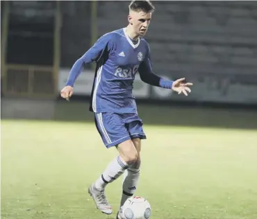  ??  ?? YOUNGSTER: Jay Benn in action for FC Halifax Town’s youth team. Photo: FC Halifax Town.