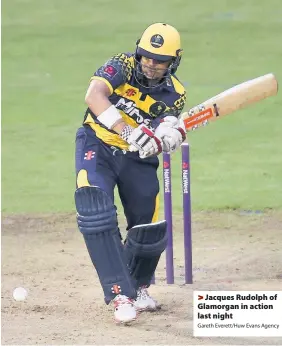  ?? Gareth Everett/Huw Evans Agency ?? > Jacques Rudolph of Glamorgan in action last night