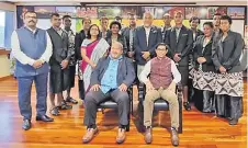  ?? Picture: SUPPLIED ?? High Commission­er Shri P.S. Karthigeya­n with Cricket Fiji Chairman Ratu Meli Saubulinay­au and teams from leading Cricket Associatio­ns in Fiji, Lakeba and Moce during the handing over of two sets of Cricket Kits on December 5, 2023 under MKAM.