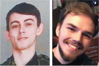  ?? RCMP HANDOUT PHOTO VIA CP ?? Bryer Schmegelsk­y and Kam McLeod are seen in this undated combinatio­n handout photo provided by the RCMP. The RCMP say two British Columbia men who led police on a cross-Canada manhunt died by what appears to be suicide.