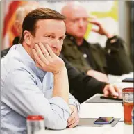  ?? Randy Hoeft / Associated Press ?? U.S. Sen. Chris Murphy, D-Conn., listens to a presentati­on during a bipartisan discussion about issues at the U.S.-Mexico border Tuesday at the Regional Center for Border Health in Somerton, Ariz.