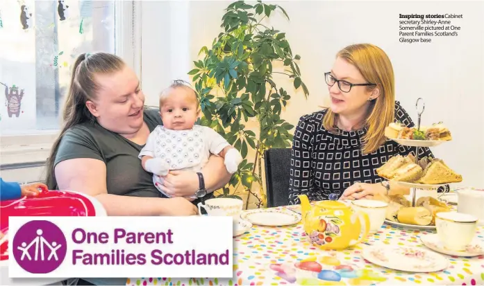  ??  ?? Inspiring stories Cabinet secretary Shirley-Anne Somerville pictured at One Parent Families Scotland’s Glasgow base