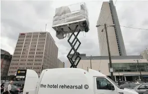  ?? BRENNAN LINSLEY/ THE ASSOCIATED PRESS ?? Artist Alex Schweder created this tiny hotel room mounted atop a van for the Biennial of the Americas in Denver. One night up there costs $50,000.