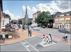  ??  ?? An artist’s impression of London Road in Leicester where plans have been revealed to install cycle lanes