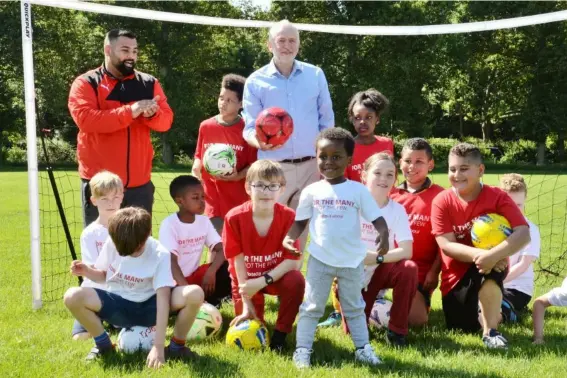  ??  ?? Jeremy Corbyn visited Hackney Marshes yesterday to highlight the party’s commitment to ensure 5% of the Premier League's television rights income is diverted to the grassroots game (Getty)