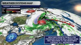  ?? WSI ?? Wet weather will roll through the region mid-week.