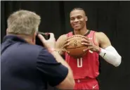  ?? MICHAEL WYKE — THE ASSOCIATED PRESS ?? Houston Rockets’ Russell Westbrook is photograph­ed during NBA basketball media day Friday in Houston.