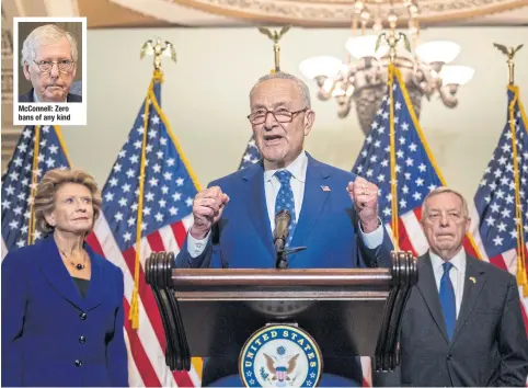  ?? AFP ?? Senate Majority Leader Chuck Schumer speaks at a news conference in Washington on Wednesday.