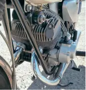 ??  ?? Kawasaki’s rotary-valve take on the 2-stroke concept found them fitting a carb to each side of the crank, making for a reasonably wide crankcase