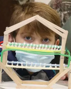  ?? (Special to The Commercial) ?? Evan Myers is October’s Second Saturday Family FunDay contest winner. Contestant­s were to engineer a bone bridge with on-hand supplies.