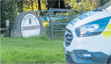  ?? Picture: Wullie Marr. ?? Officers, including a police dog search team, were called to Woodend Community Woodland.