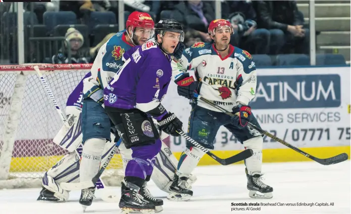  ??  ?? Scottish rivals Braehead Clan versus Edinburgh Capitals. All pictures: Al Goold