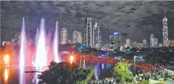  ?? Picture: ART-WORK AGENCY ?? The spectacula­r scene in Bundall on Saturday night that attracted a record crowd to the popular GLOW festival.