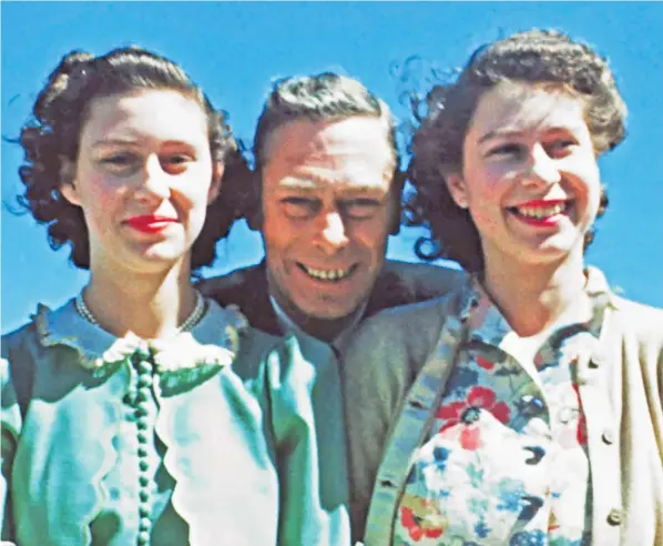  ?? ?? Elizabeth II pictured with her father George VI and Princess Margaret, who both fought cancer privately; the Duchess of York, below left, and Princess Michael of Kent, below right, have opened up about their battles