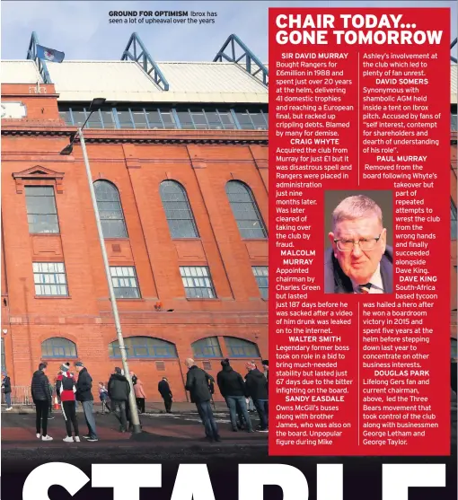  ??  ?? GROUND FOR OPTIMISM Ibrox has seen a lot of upheaval over the years