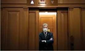  ?? Photograph: Rex/Shuttersto­ck ?? The Republican senator John Neely Kennedy boards an elevator after a procedural vote that aimed to declare the impeachmen­t as unconstitu­tional.