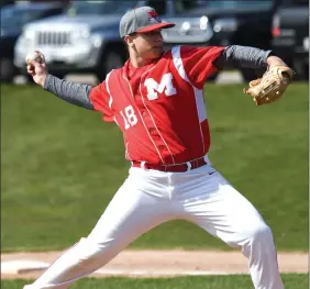  ?? Photo by Jerry Silberman | risportsph­oto.com ?? Joe Barter, pictured on the mound Saturday, and his Mount St. Charles teammates secured a 9-5 win over Division II rival Prout.