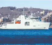  ?? ANDREW VAUGHAN / THE CANADIAN PRESS FILES ?? The future HMCS Harry Dewolf, the navy’s first Arctic and offshore patrol ship, heads out for sea trials
about six weeks before the pandemic struck.