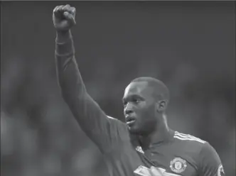  ?? NICK POTTS, THE ASSOCIATED PRESS ?? Man U’s Romelu Lukaku celebrates scoring against West Bromwich Albion in their English Premier League soccer match at The Hawthorns, in West Bromwich, England, on Sunday. Man United won the game, 2-1.