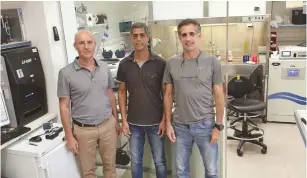  ?? (Tel Aviv University) ?? THE TEAM started with mice, but the same system could transfer to other species of animals. From left: Prof. Udi Qimron, Dr. Ido Yosef and Dr. Motti Gerlic.