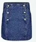  ?? ?? Denim patched & button blue mini skirt, £49.50, Oliver Bonas
