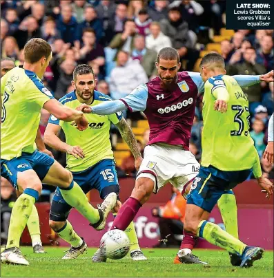  ??  ?? LATE SHOW: Lewis Grabban scores Villa’s equaliser