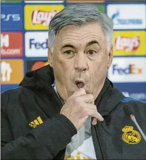  ?? FOTO: EFE ?? Carlo Ancelotti, ayer en la rueda de prensa que ofreció en Tiraspol