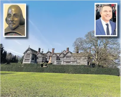  ?? Main pic: Lorna Rattray ?? ●●Bramhall Hall in Bramhall Park and, inset, Shakespear­e and David Walliams