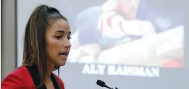  ?? (Brendan McDermid/Reuters) ?? OLYMPIAN GYMNAST Aly Raisman speaks at a sentencing hearing for sexual abuser and former team USA doctor Larry Nassar in Lansing, Michigan, on Friday.