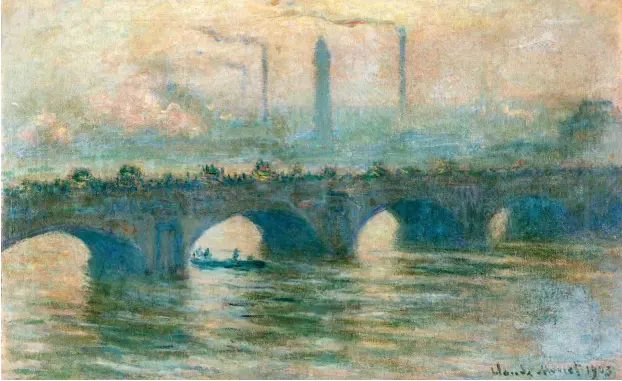  ?? Abb.: Kunstmuseu­m Bern, Legat Cornelius Gurlitt 2014 ?? Aktuell nicht unter Raubkunstv­erdacht: Claude Monets »Walterloo Bridge«, 1903, Öl auf Leinwand, doubliert