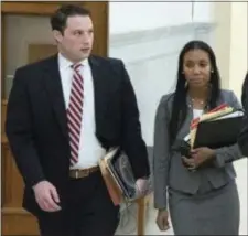  ?? CLEM MURRAY — THE PHILADELPH­IA INQUIRER VIA AP, FILE ?? In this ile photo, M. Stewart Ryan, left, and Kristen Feden leave court after a pretrial hearing for Bill Cosby, in Norristown, Pa. Ryan and Feden, the prosecutor­s who put Bill Cosby away, said Sunday they’re confident the conviction at his suburban...