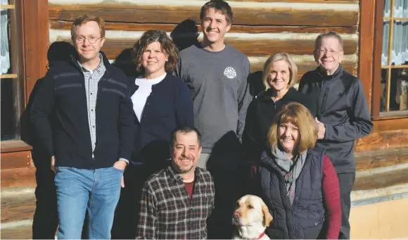  ?? MORGAN TIMMS/TAOS NEWS ?? Top row left to right: Brian Calhoun, Whitney Calhoun, Christophe­r Calhoun, Linda Calhoun, Ted Calhoun Bottom row left to right: Michael Calhoun, Tucker the Brew Dog, Sharon Calhoun.