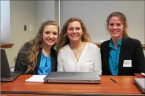  ?? SUBMITTED PHOTO ?? Pictured from left to right are: Octorara winners Emily Solomon and Anna Cassidy with teammate Octorara student Nicole Mowrey. Solomon and Cassidy are two of the five students, along with one alternate, selected to represent the United States at the...