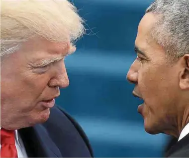  ?? Foto: Lw-archiv ?? Bereits seit Langem ziemlich beste Feinde: Us-präsident Donald Trump und sein Amtsvorgän­ger Barack Obama.