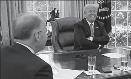  ?? WASHINGTON
-AP ?? US President Donald Trump smiles during an interview with Reuters at the White House.