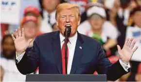  ?? EPA PIC ?? President Donald Trump at a campaign rally in Ohio on Monday. Although not on the ballot, Trump made himself the focus of the country’s midterm elections.