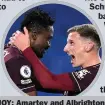  ??  ?? JOY: Amartey and Albrighton