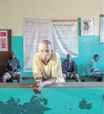  ?? MONIQUE JAQUES / THE NEW YORK TIMES ?? Patients wait for treatment at the Ganta Leprosy and TB Rehab Center in Ganta, Liberia, last month. Worldwide, leprosy cases have dropped 97 per cent since 1985.